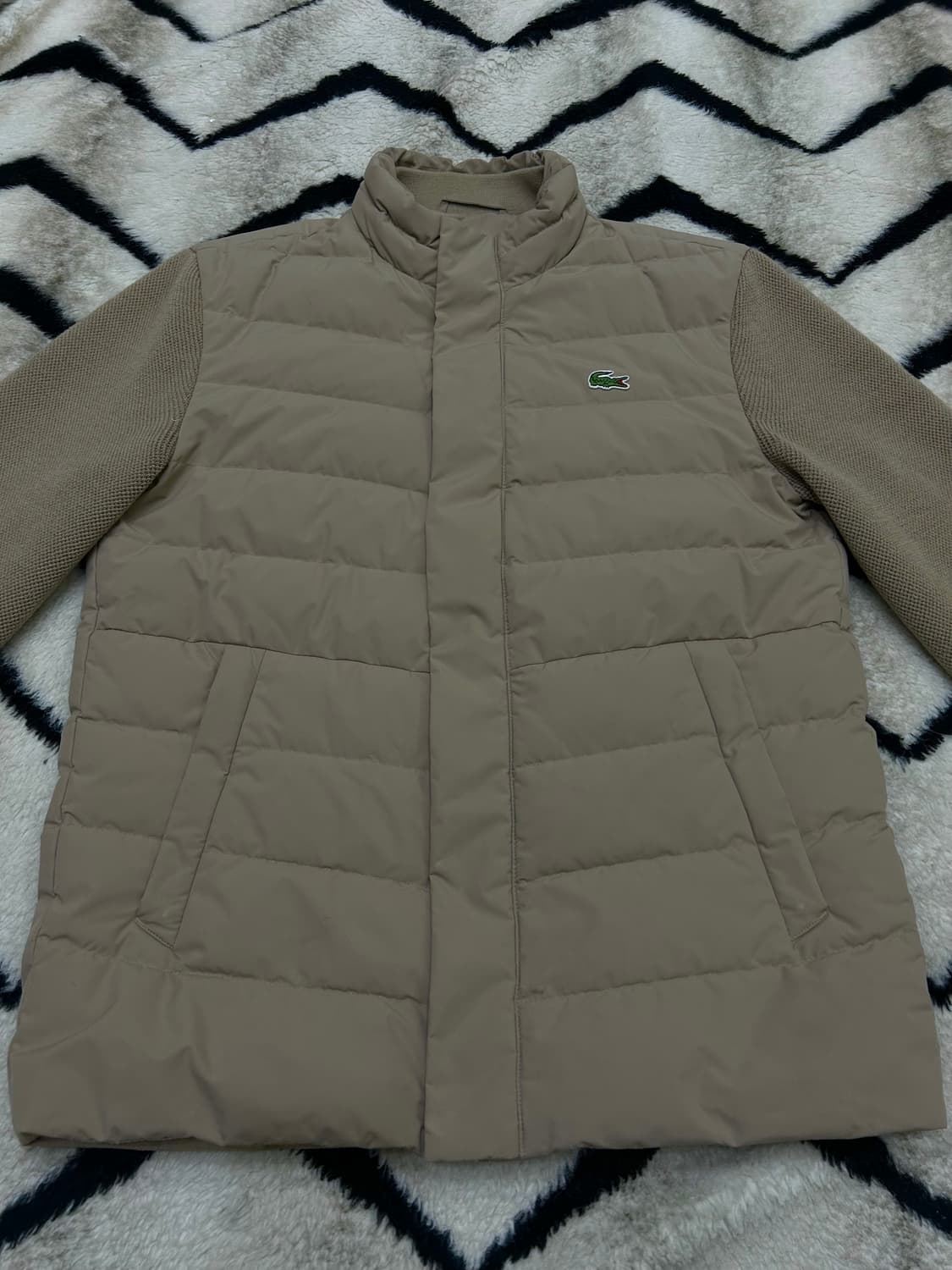 [M]라코스테 하이브리드 다운 니트 블루종/베이지 상품이미지3