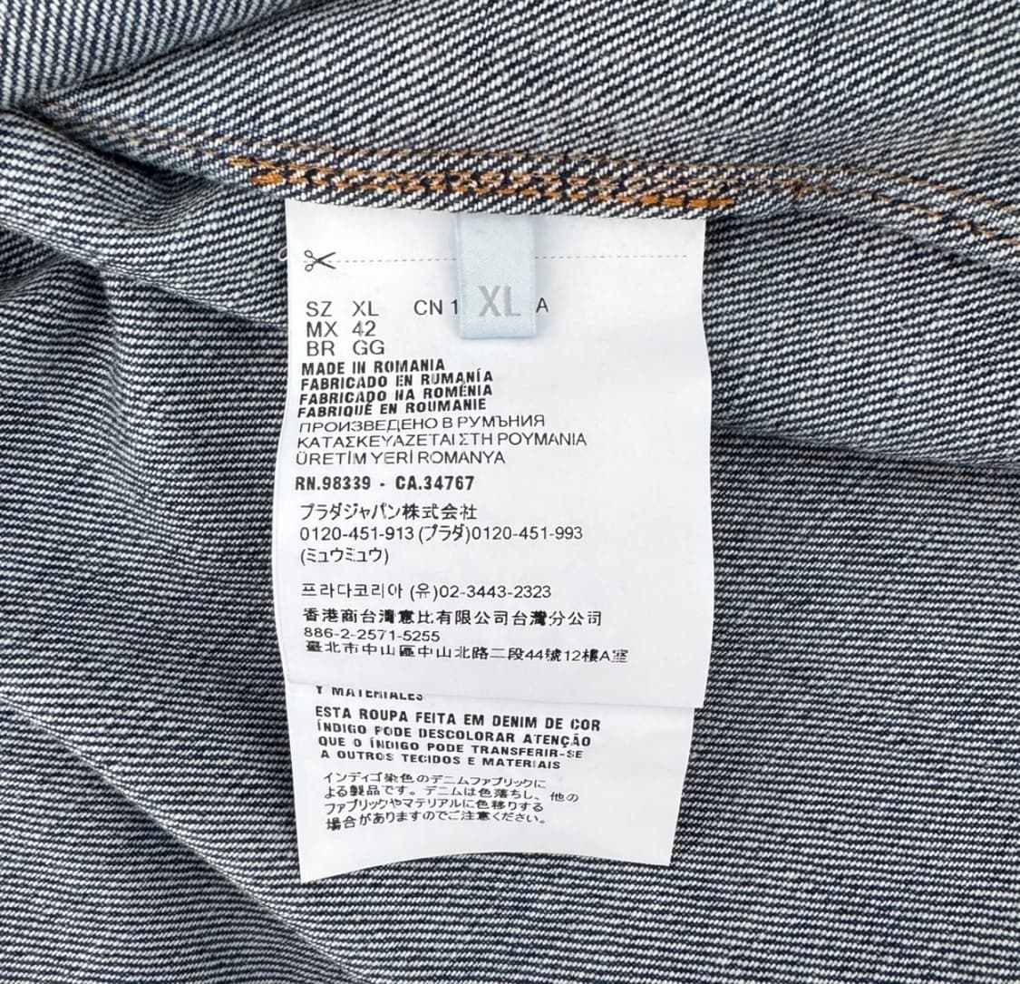 [XL] 프라다 남성 삼각로고 청 데님 반팔 셔츠 자켓 블루 GEC067 상품이미지8