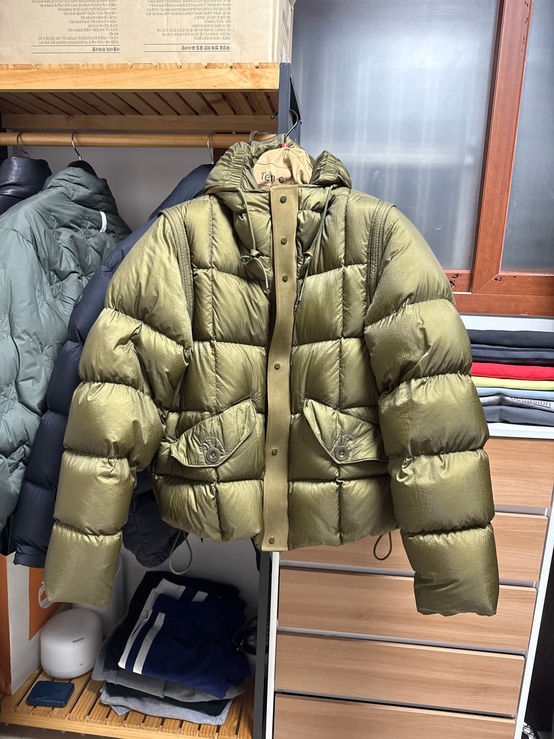 텐씨 허리케인 콤보 다운 아노락 패딩 - 밀리터리 그린 상품이미지1