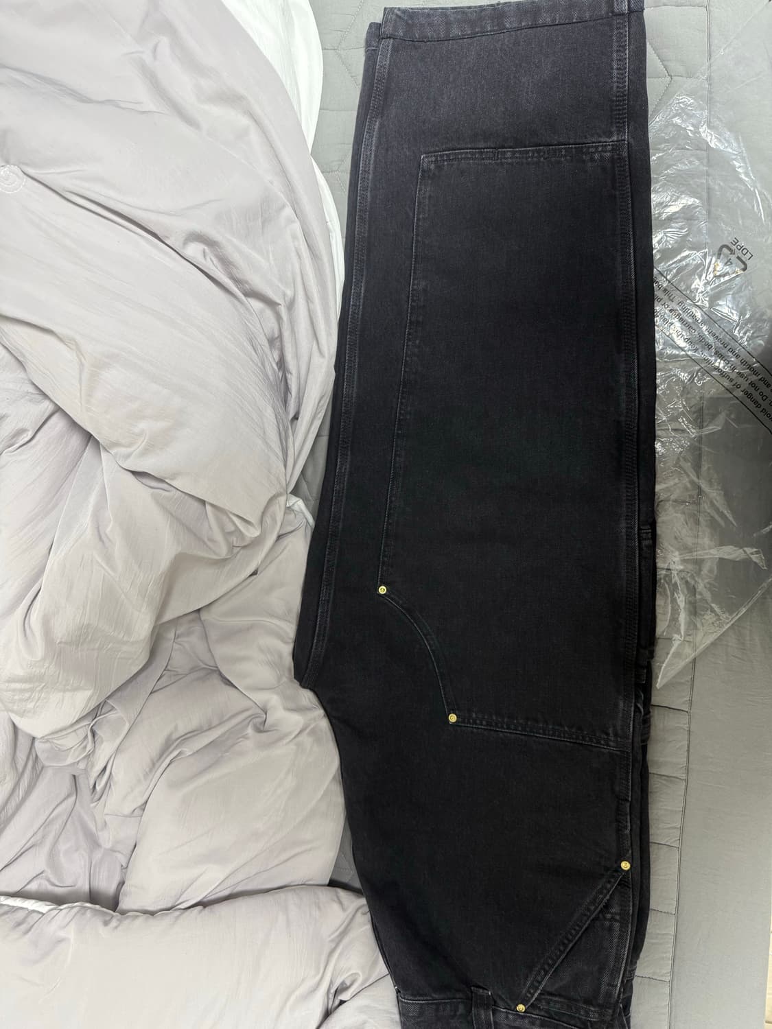 칼하트 내쉬 더블니 블랙 스톤 워시드 m 상품이미지5