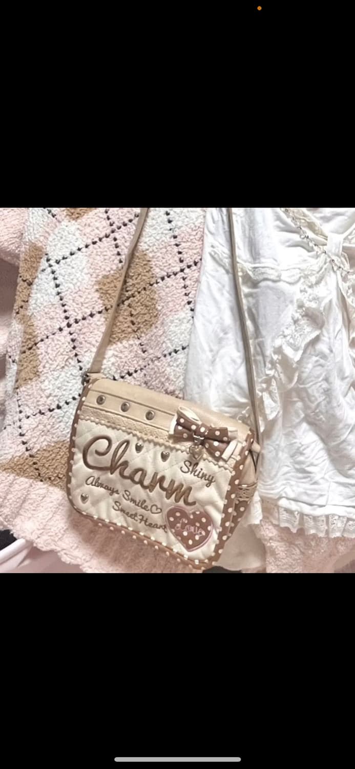 Charm 챰 도트 리본 핀터레스트 라떼갸루 가방 상품이미지1