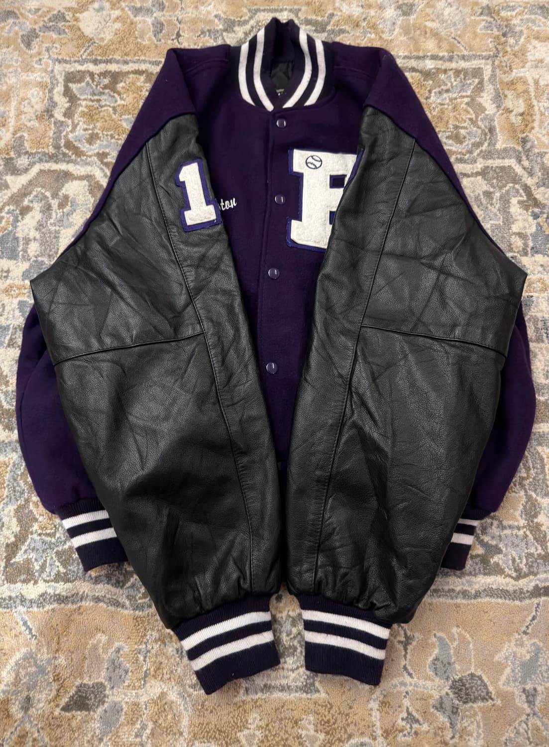 [할로웨이] 90s USA 딥퍼플 바시티 자켓 (XL/오버핏) 상품이미지5