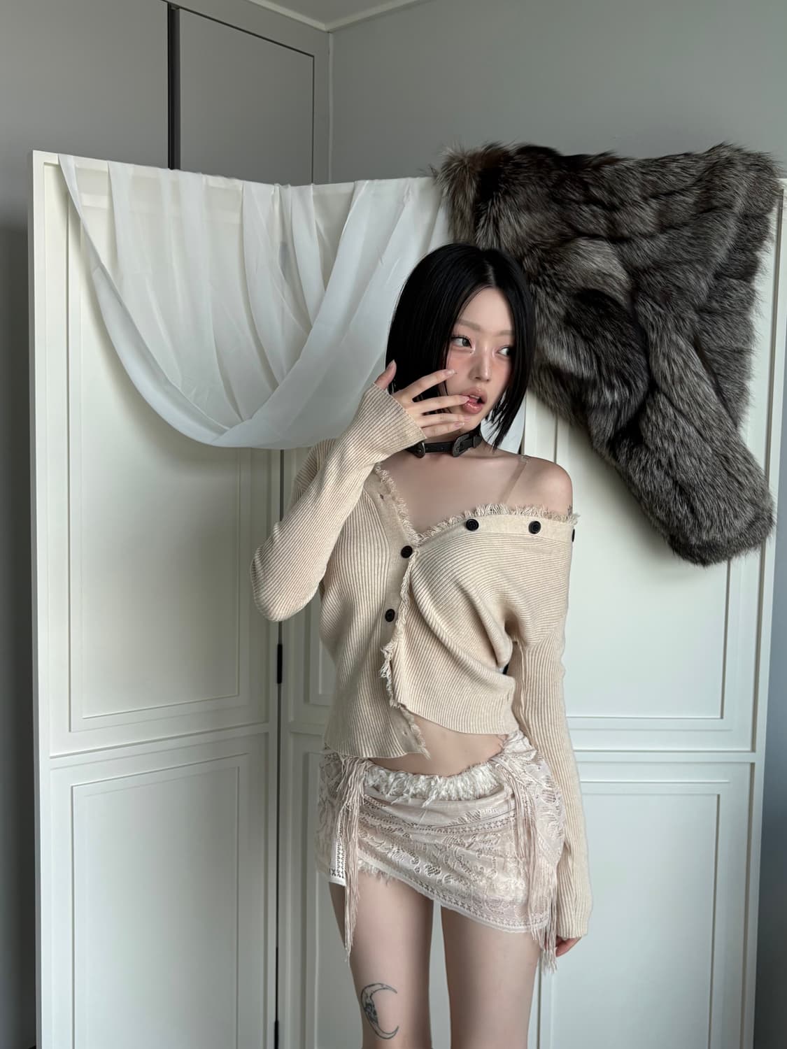 Fringe Detail Knit Cardigan 상품이미지1