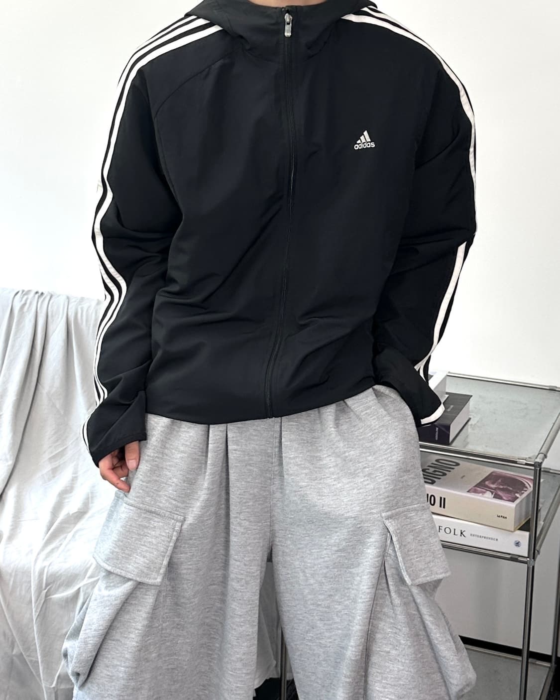 아디다스 블랙 화이트 바람막이 110 상품이미지2