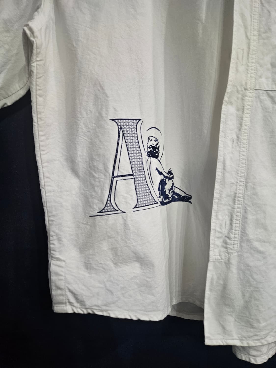 시스템옴므 자수 화이트 남성 세미오버핏 105 긴팔셔츠  상품이미지7