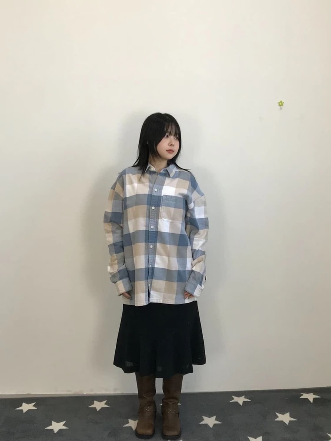 Hollister Plaid Shirt Blue Beige Shirt 상품이미지1