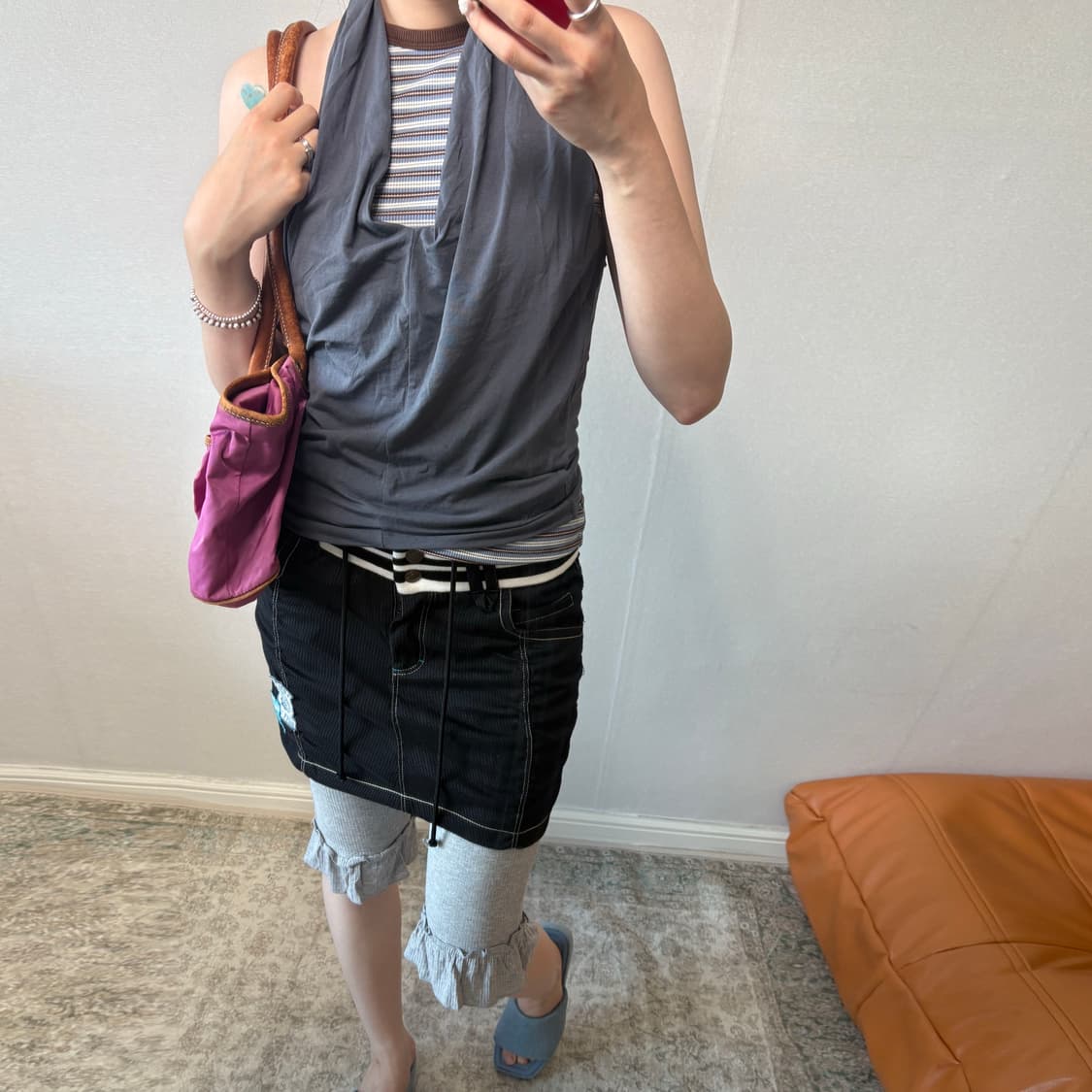 FILA Sporty Patchwork Mini Skirt 상품이미지2