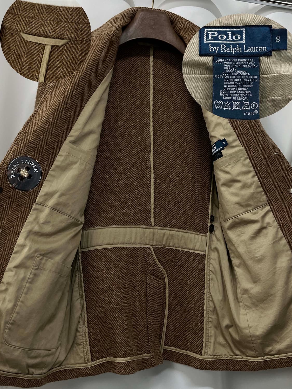 폴로 랄프로렌 브라운 울 헤링본 스포츠 코트 자켓 상품이미지3