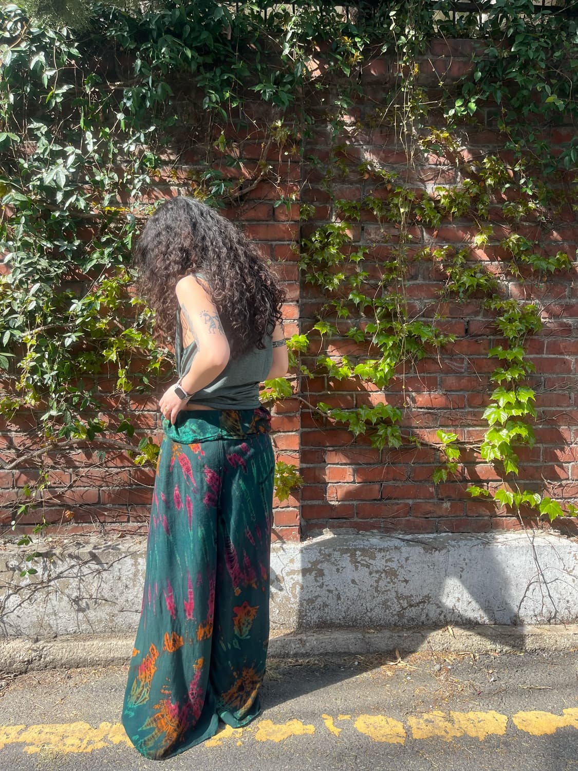 그린 타이다이 와이드 랩 팬츠 상품이미지7