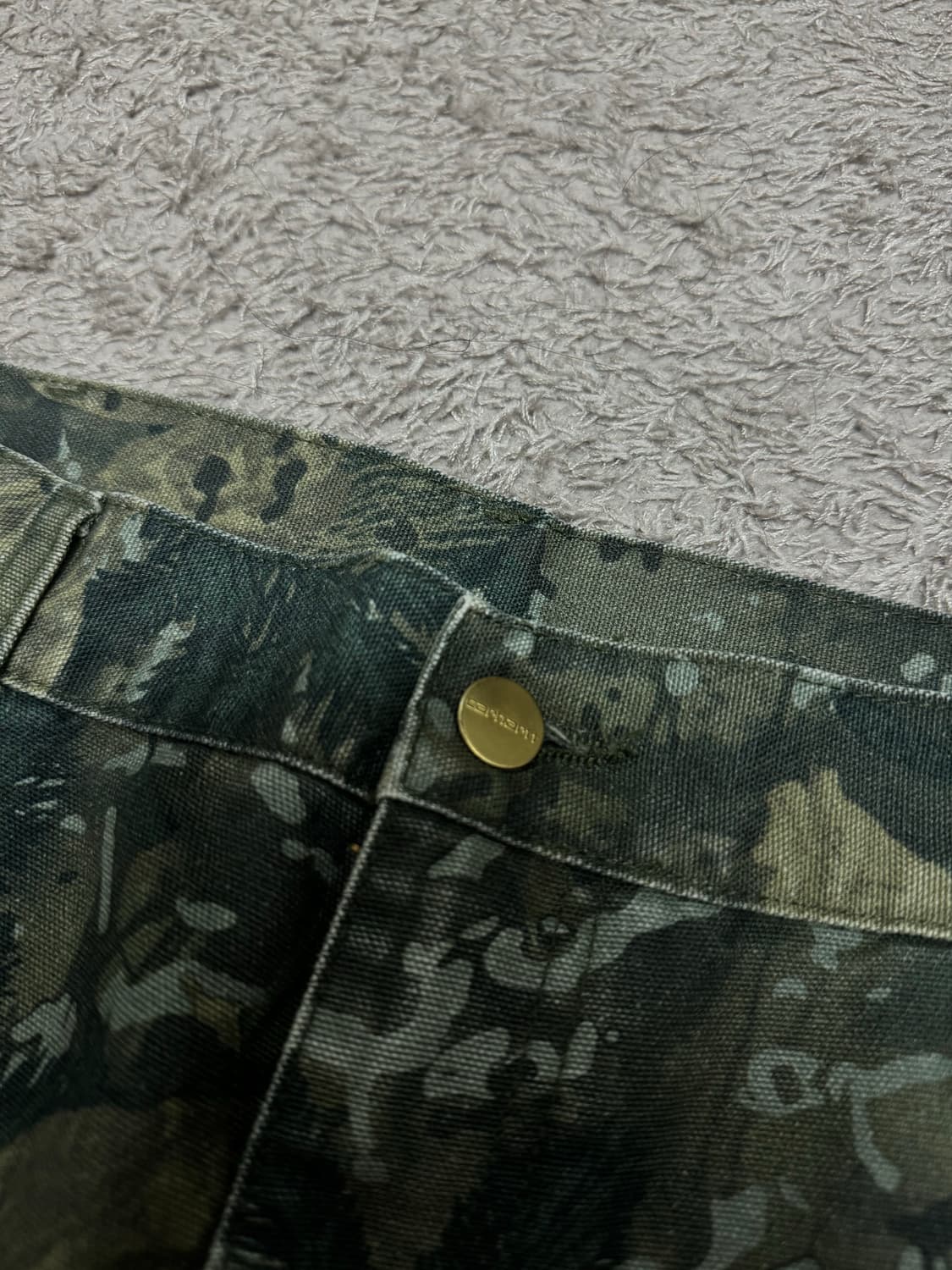 칼하트 싱글니 팬츠 디어본 카모 콤비 그린 스톤 워시드 상품이미지5