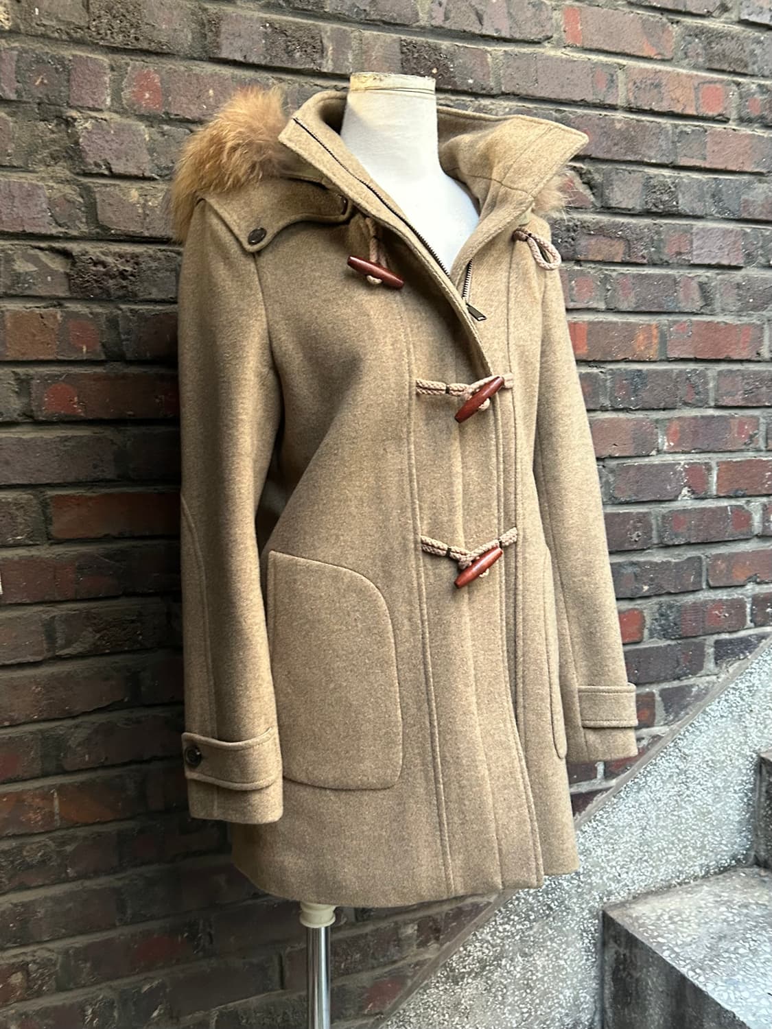 2000s VTG 베이지 울프죠 퍼 떡볶이 코트 상품이미지2