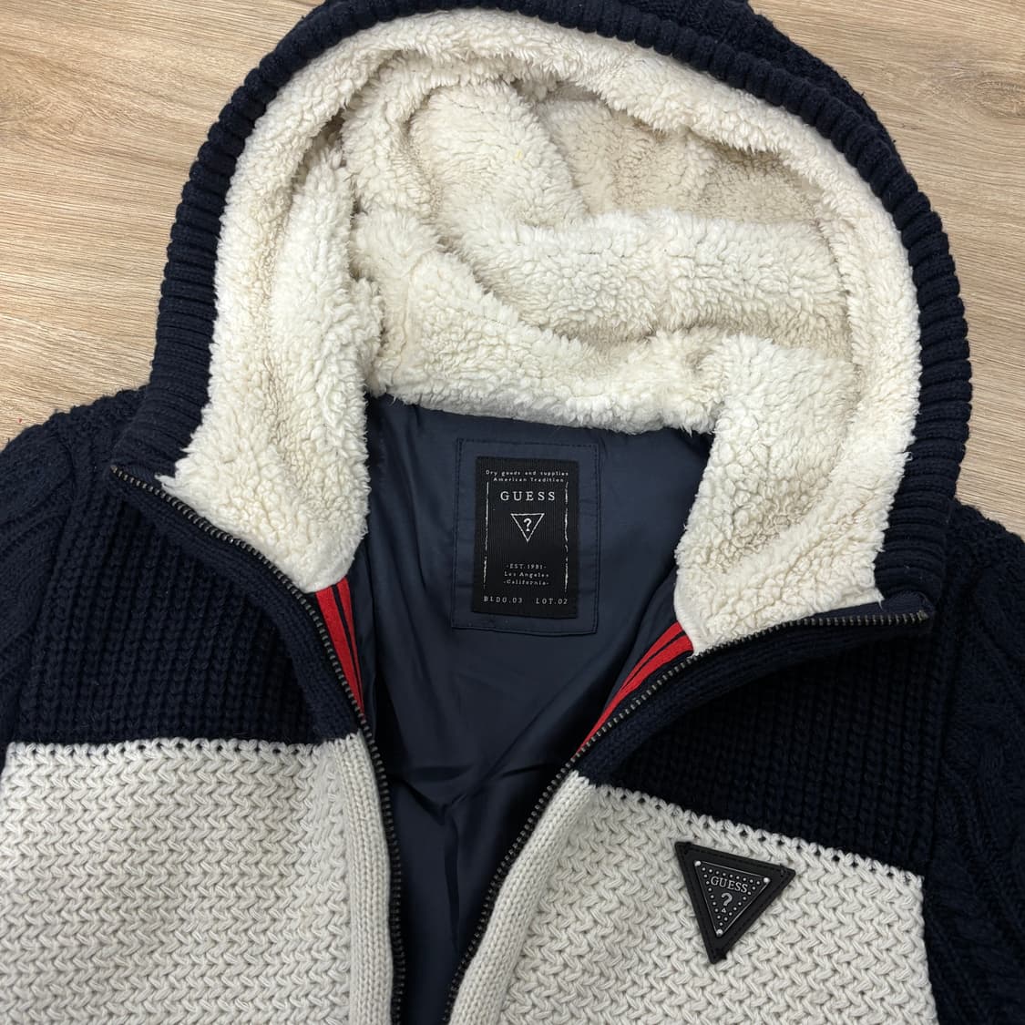 게스 양털 후드 니트집업 상품이미지3