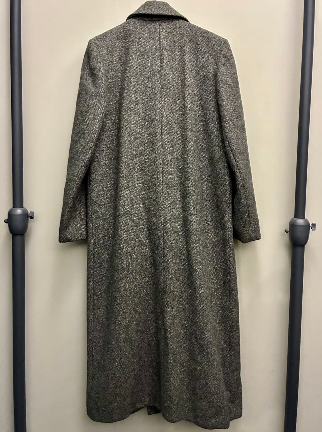 90s USA LARRY LEVINE 울 헤링본 더블 브레스티드 롱코트 상품이미지2