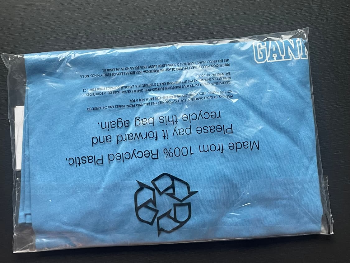Ganni 가니 블루 로고 티셔츠 S 상품이미지4