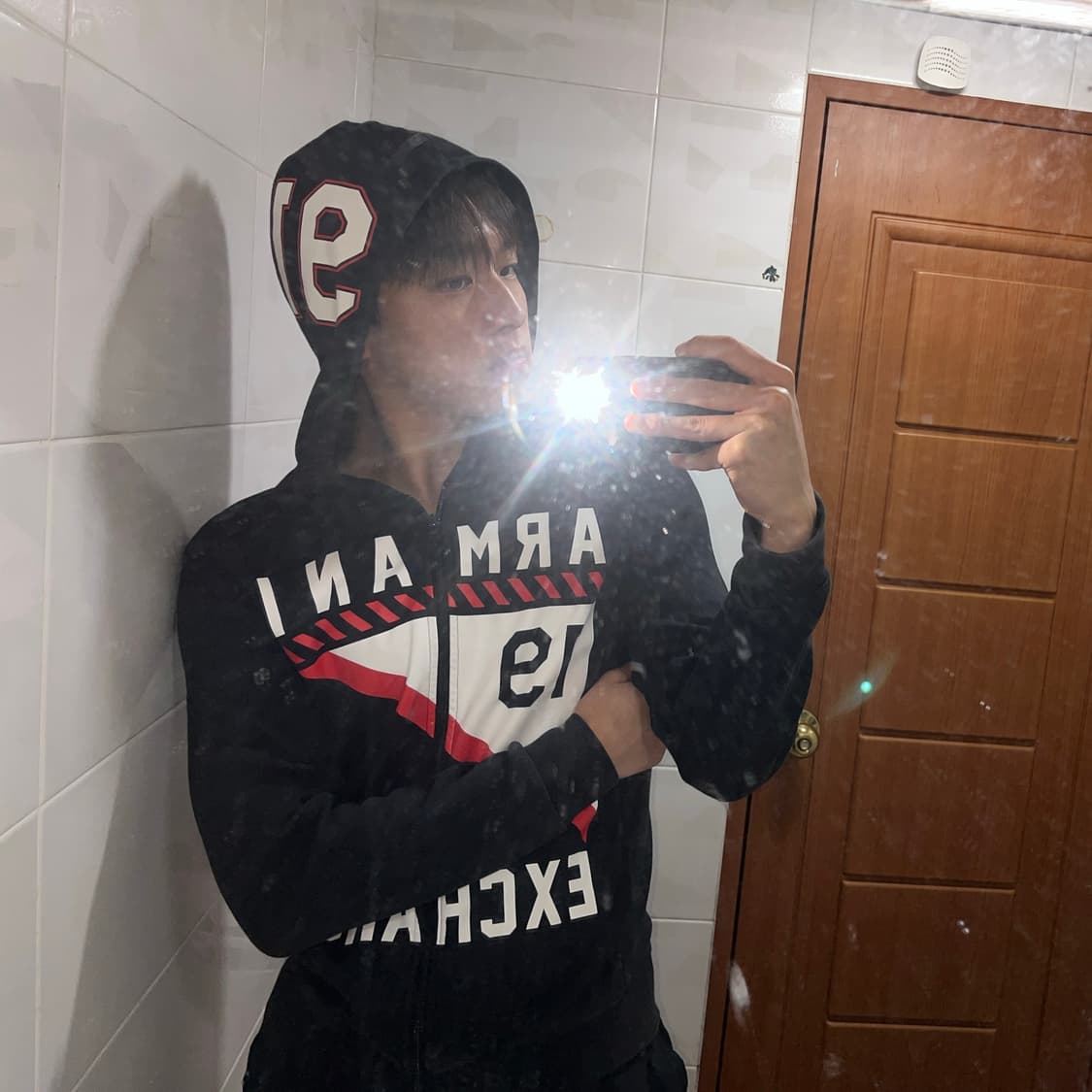 아르마니 익스체인지 빅 프린팅 슬림 후드집업 상품이미지1