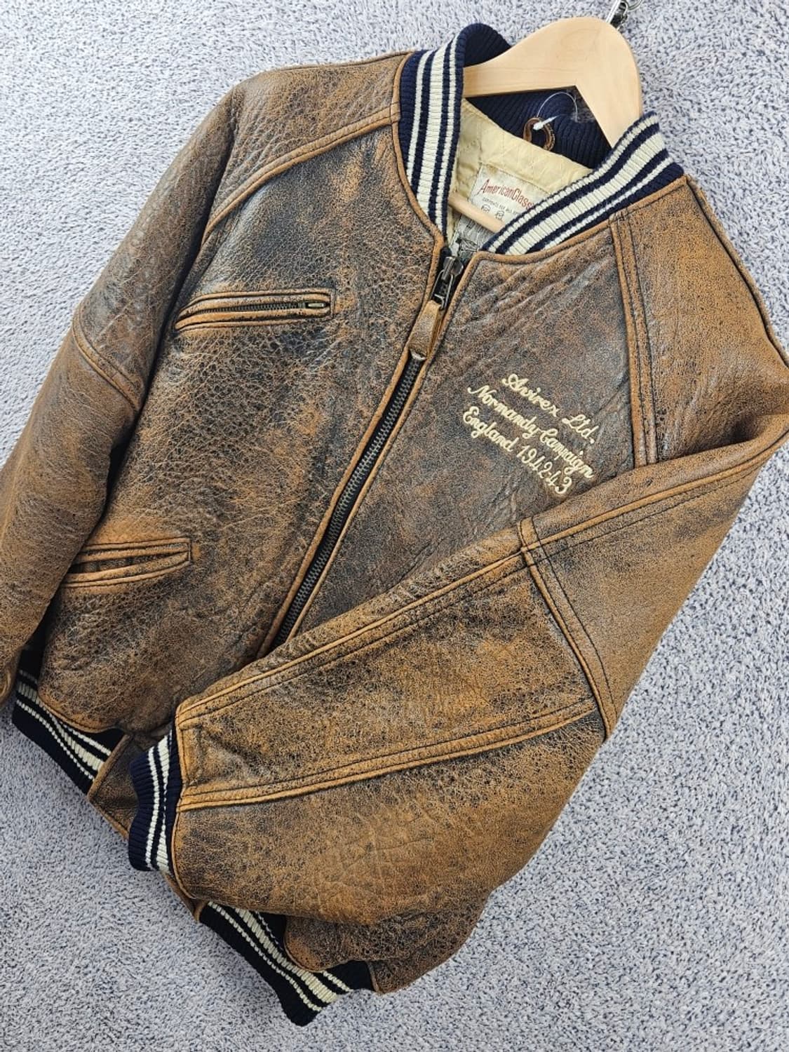 아비렉스 아이콘 가죽 브라운 블루종 자켓 ( XS ) / 10980 상품이미지10