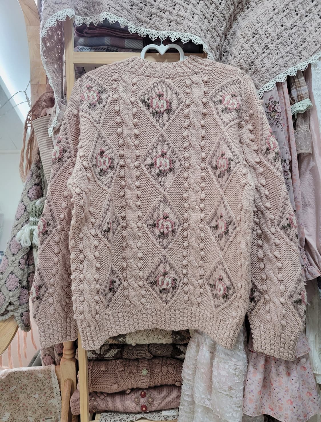 빈티지 프리미엄 딸기우유꽃 니트 코디세트 상품이미지4