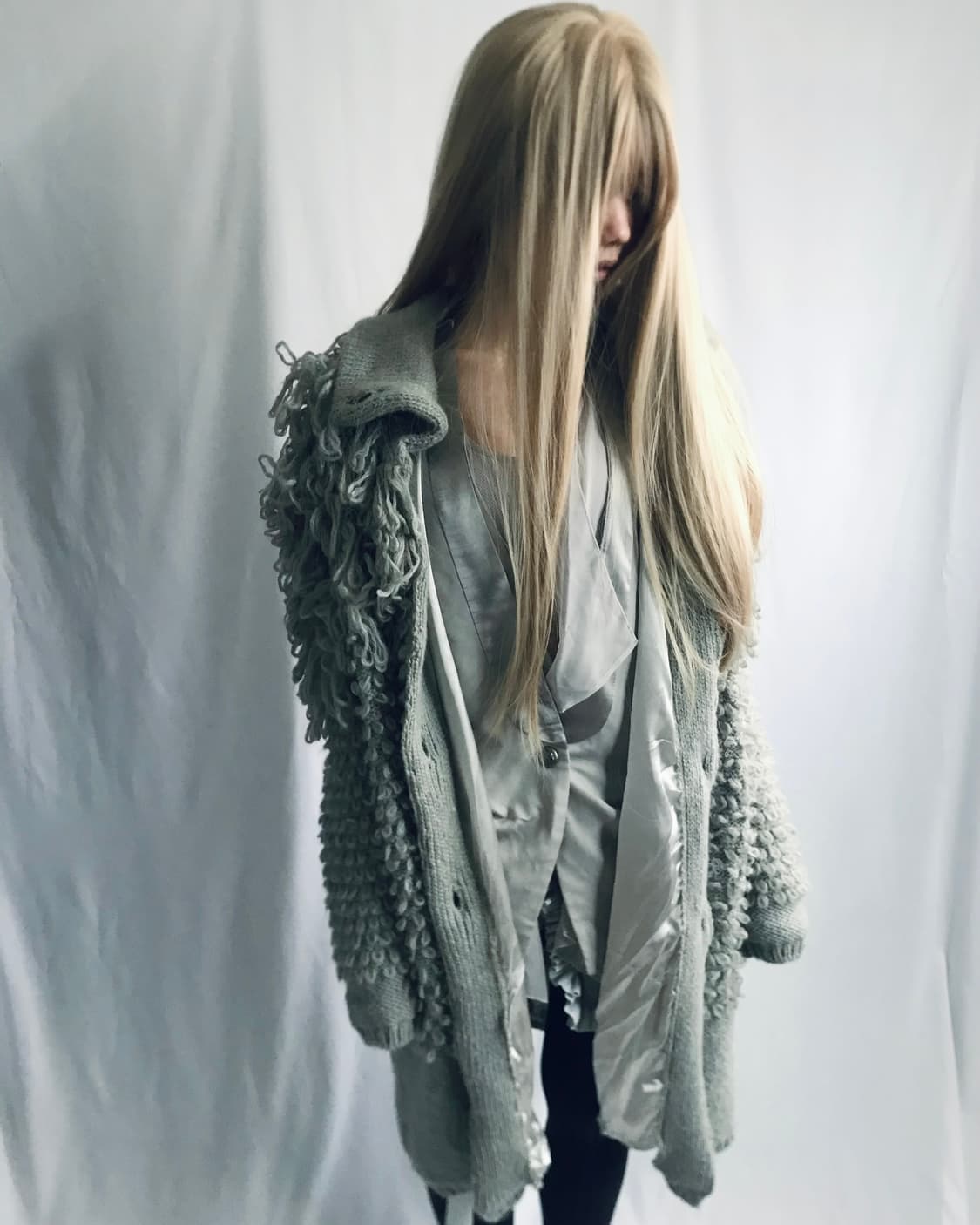 Handmade highneck furry cardigan coat 상품이미지6