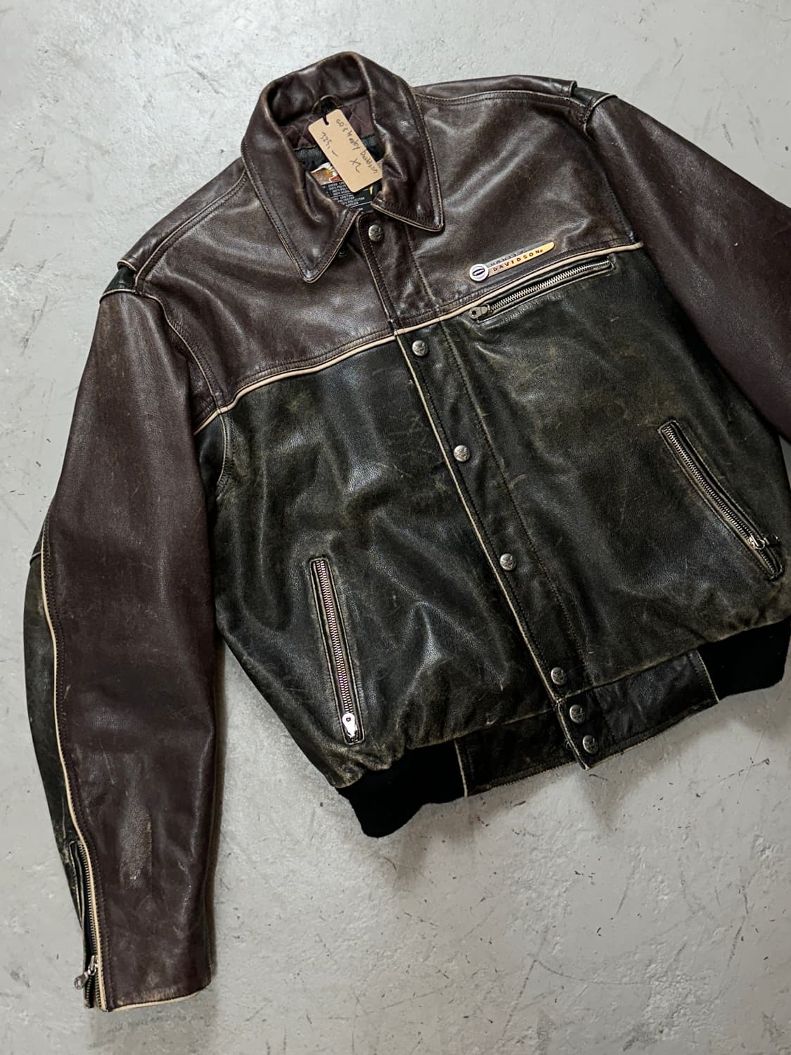 00's 할리데이비슨 디스 레더 자켓 풀그레인 레더 자켓 상품이미지5