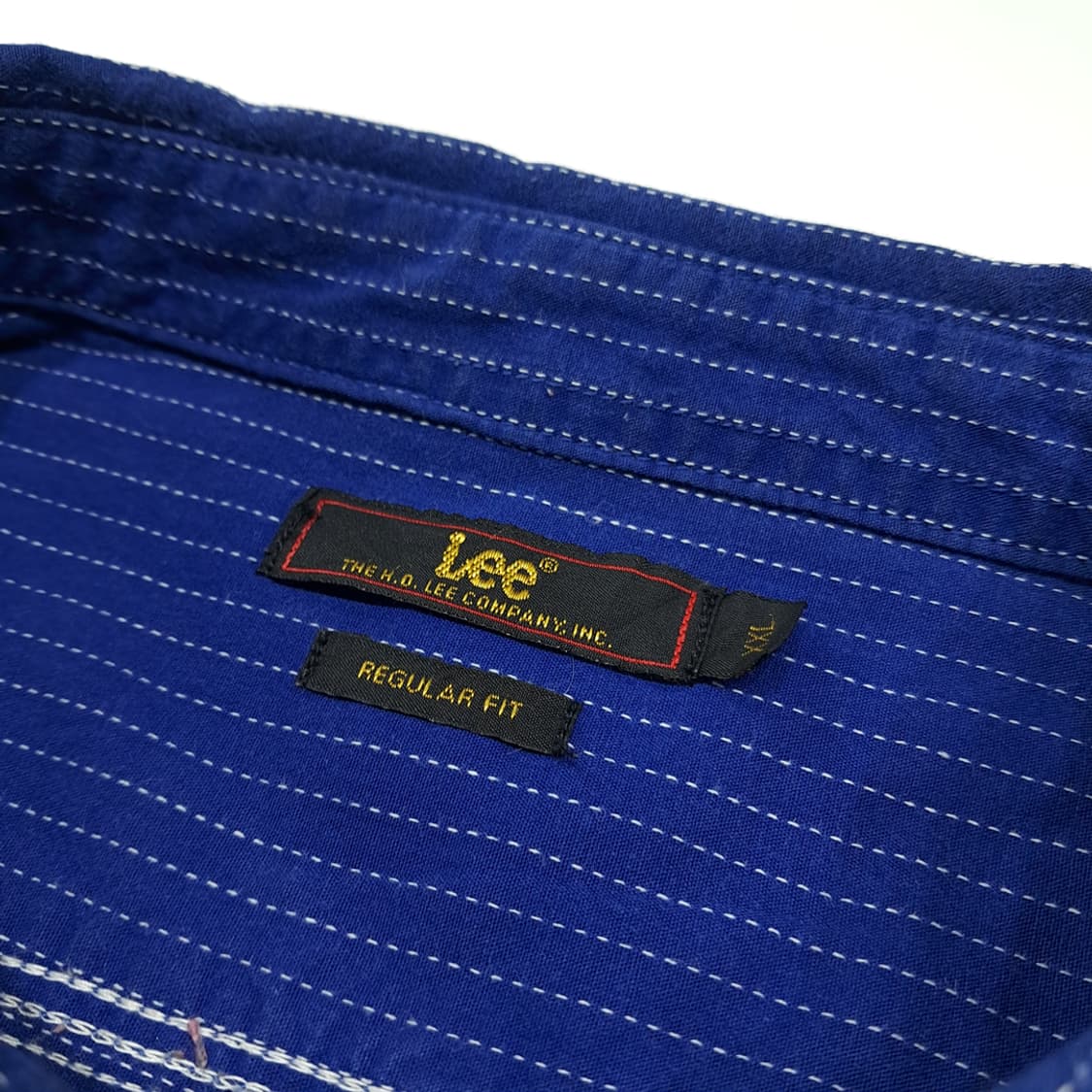 CL825 2XL 리 LEE 도트 스트라이프 버튼다운 블루 셔츠 남방 상품이미지3