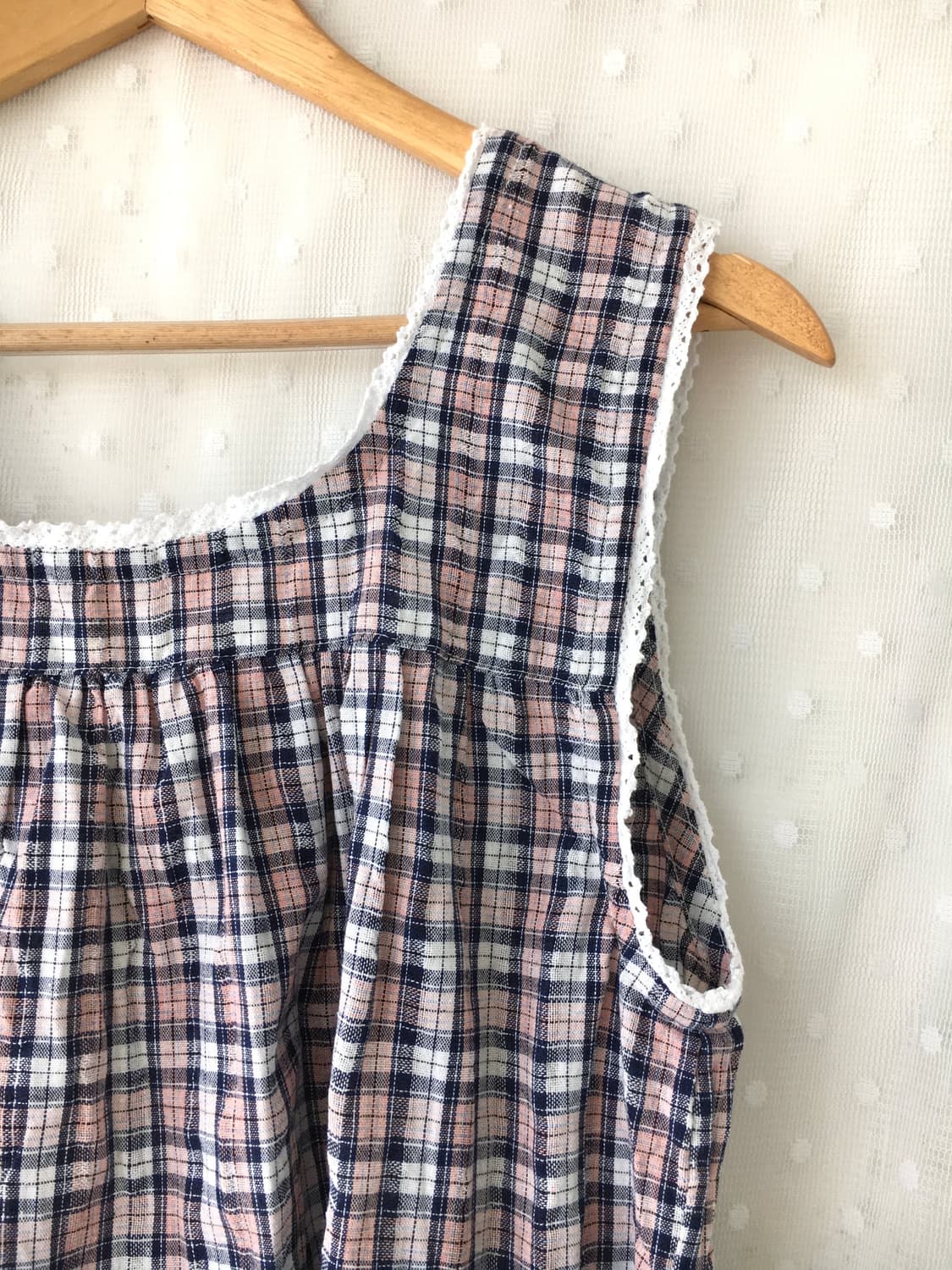 [HANDMADE] 핸드메이드 체크 슬리브리스 원피스 모리걸 상품이미지7