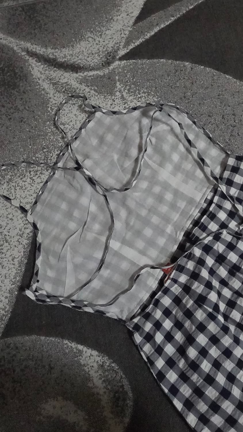 타미힐피거 타미진 오픈백 깅엄 미니 원피스 상품이미지5