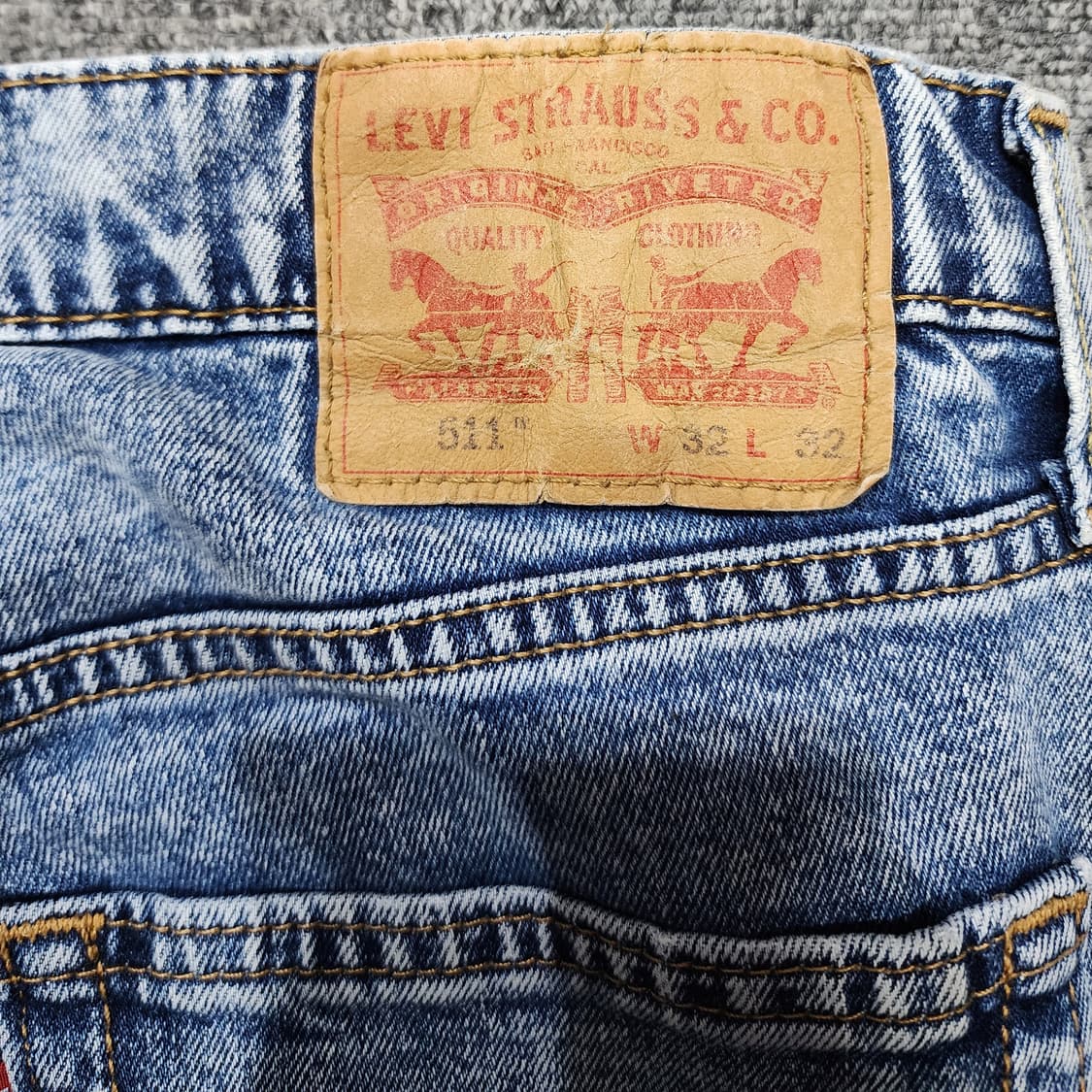 리바이스 511 슬림 패치 와펜 워싱 데님 팬츠 청바지 32x32 상품이미지6