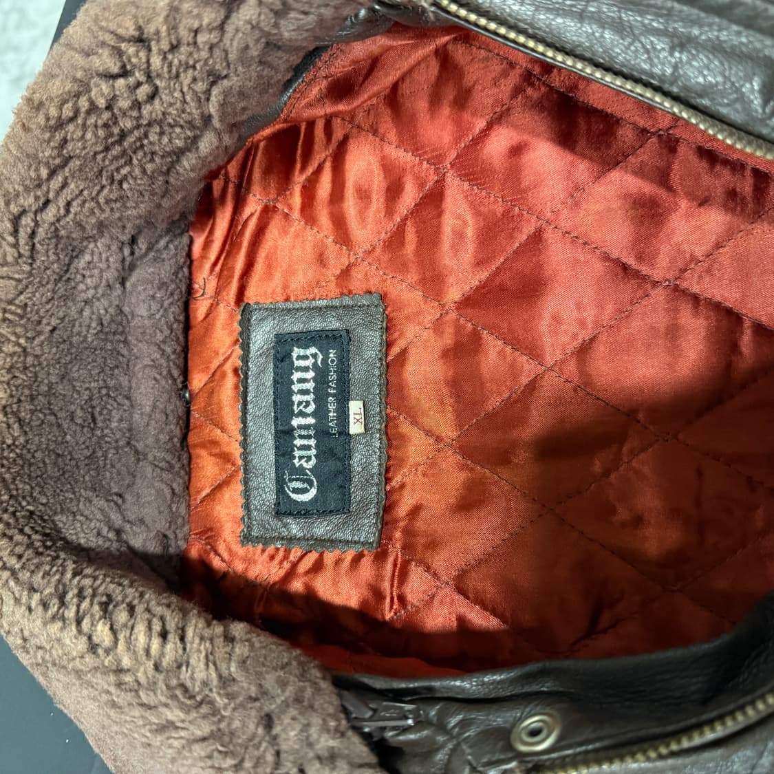 VTG 빈티지 100% 쉽스킨 퍼 카라 탈부착 퀼팅 양가죽 자켓 상품이미지7