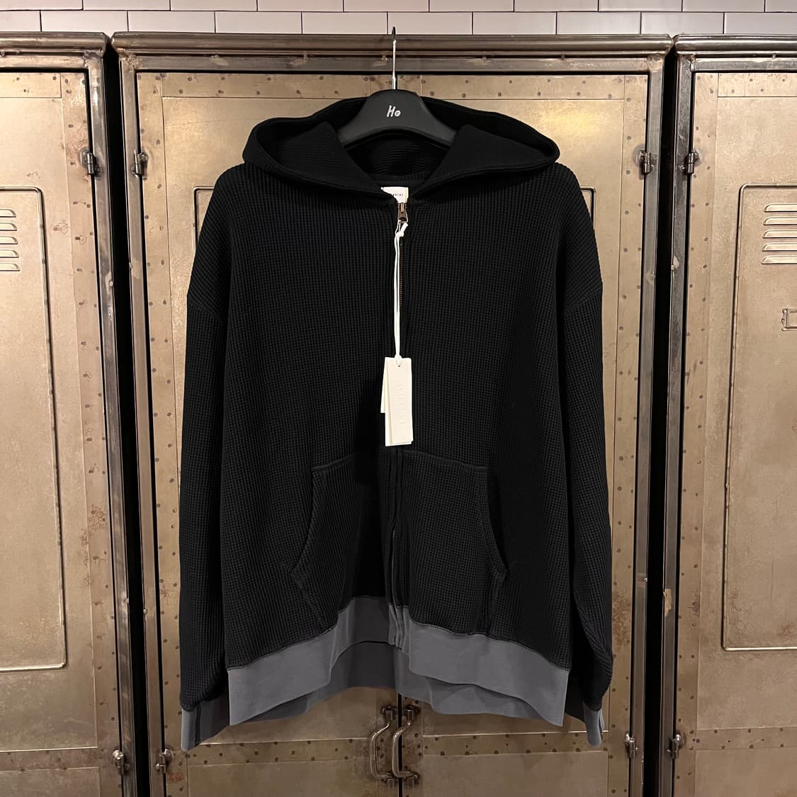 [택포](L) 카키스 와플 풀집 후디 블랙 상품이미지7