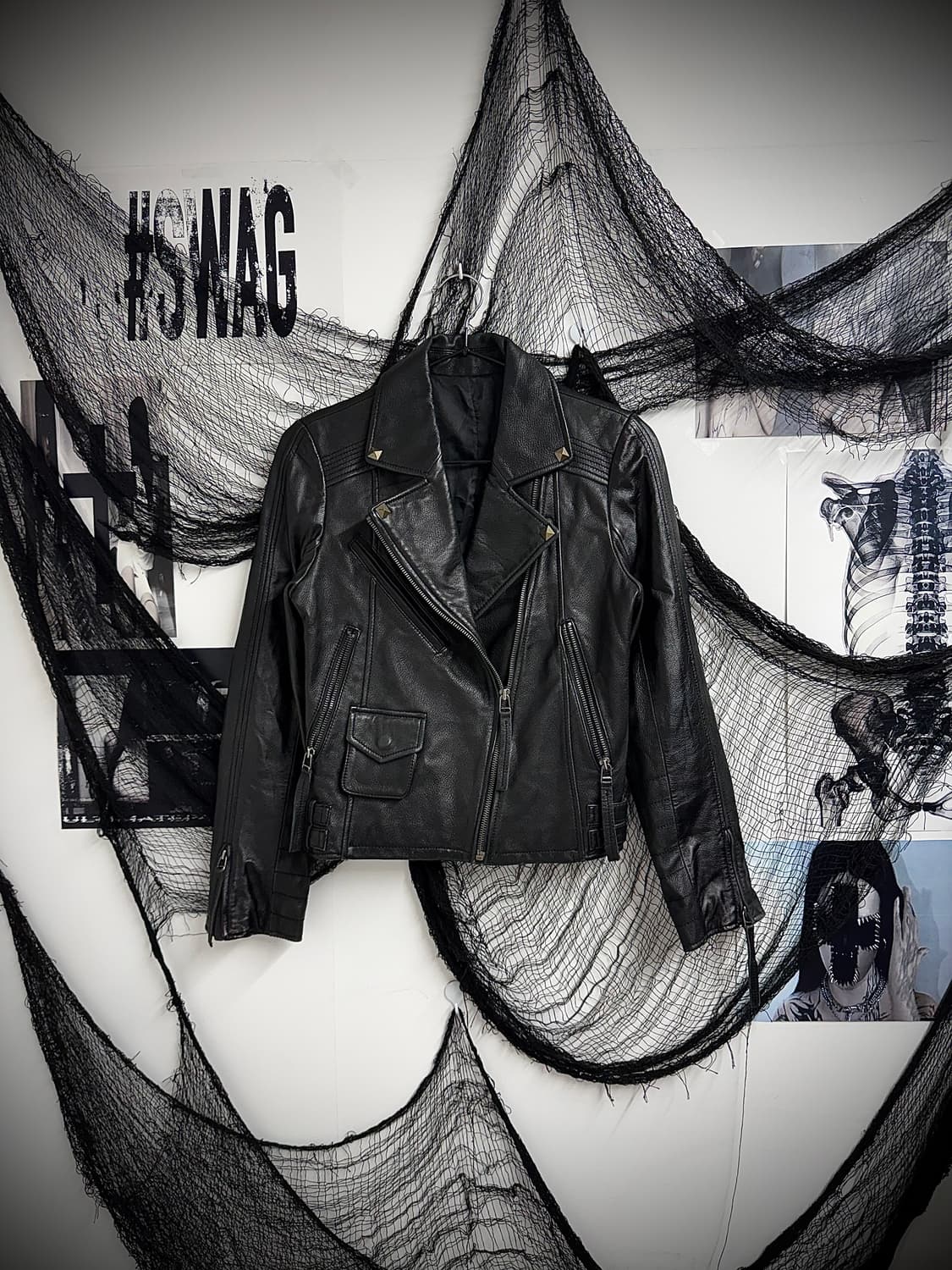 Real leather studs jacket 상품이미지1