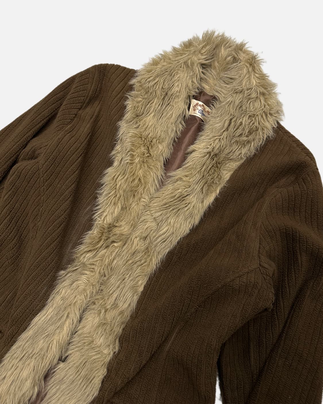 brown ribbed fleece fur coat 상품이미지2
