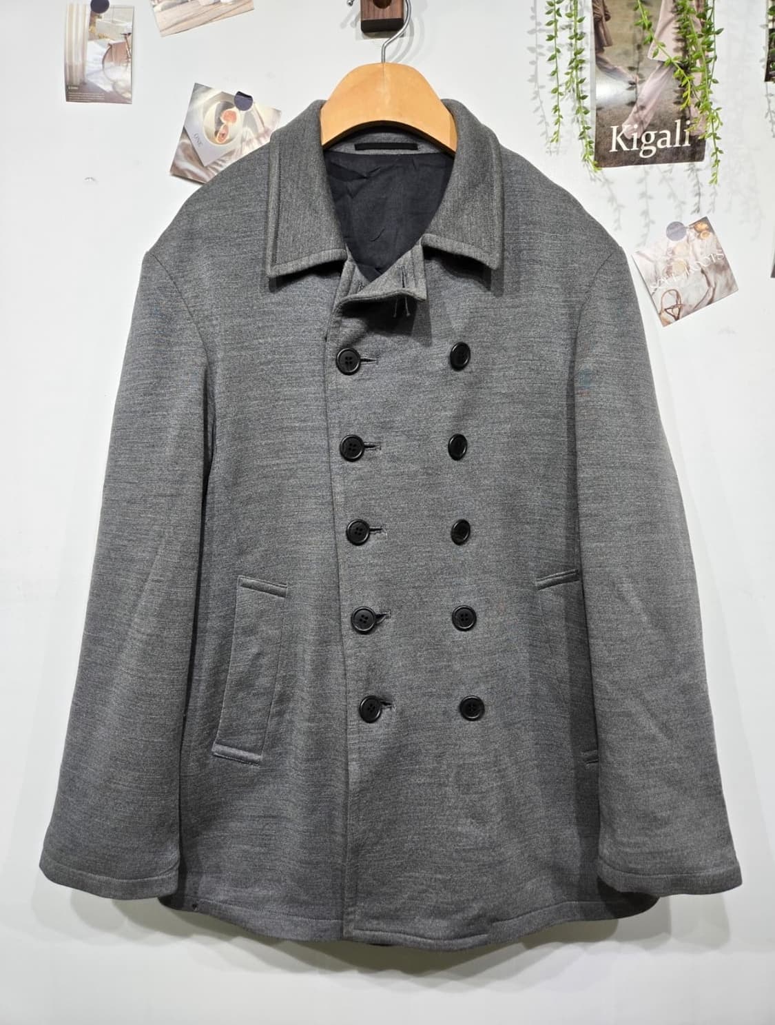 요지야마모토 회색 더블 버튼 피코트  상품이미지1