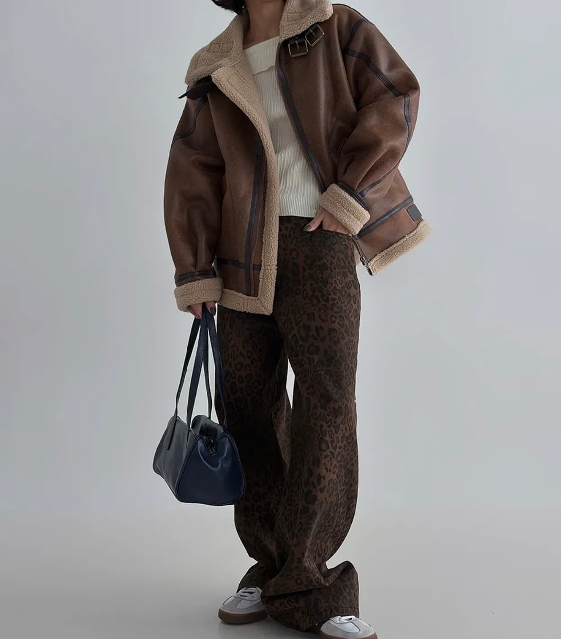 레더 쉐르파 무스탕 자켓 더그린랩 상품이미지2