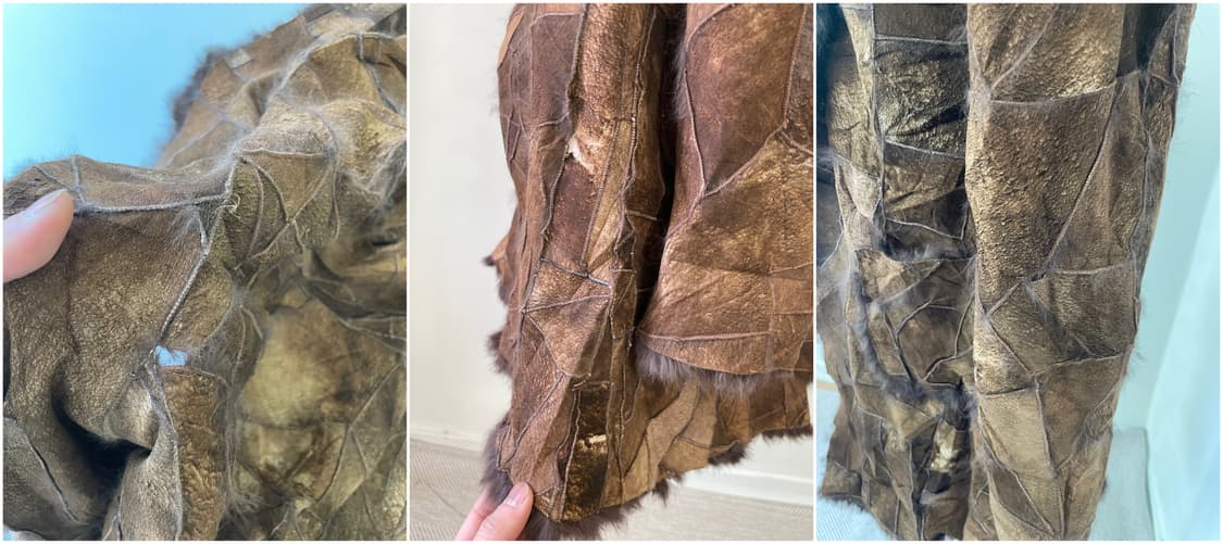 빈티지 컷오프 패치워크 래빗 퍼 코트 y2k J04192 상품이미지10