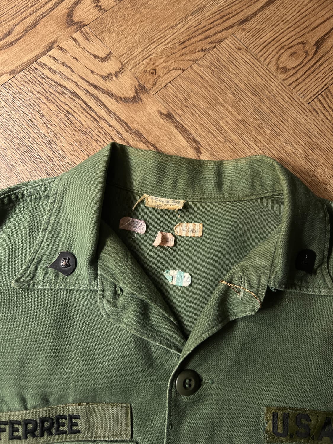 [M]60's 오리지널 U.S ARMY OG-107 더티워싱 셔츠 상품이미지2