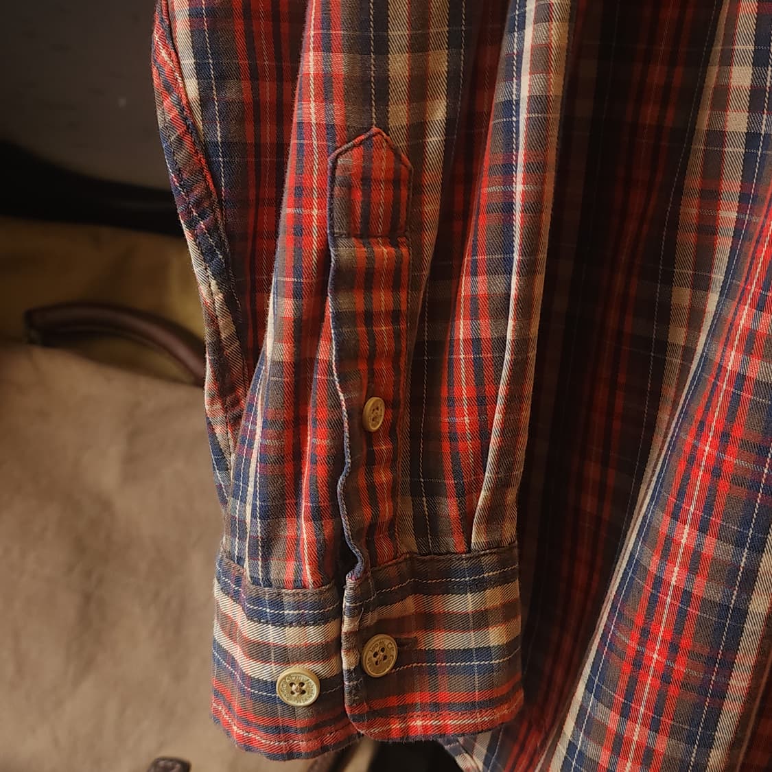 90s 켈빈클라인 플란넬 체크셔츠 체스트 포켓 워크셔츠 L 상품이미지10