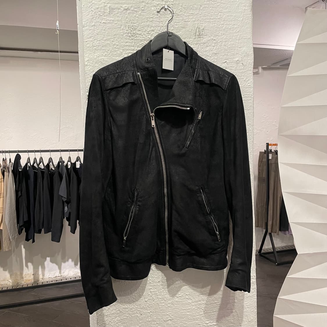 릭오웬스 사선 지퍼 레더 자켓 상품이미지1