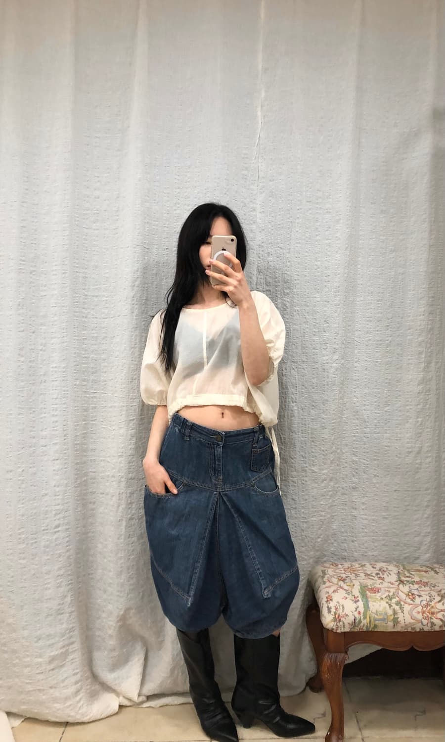 Drawstring Drape Blouse 상품이미지2