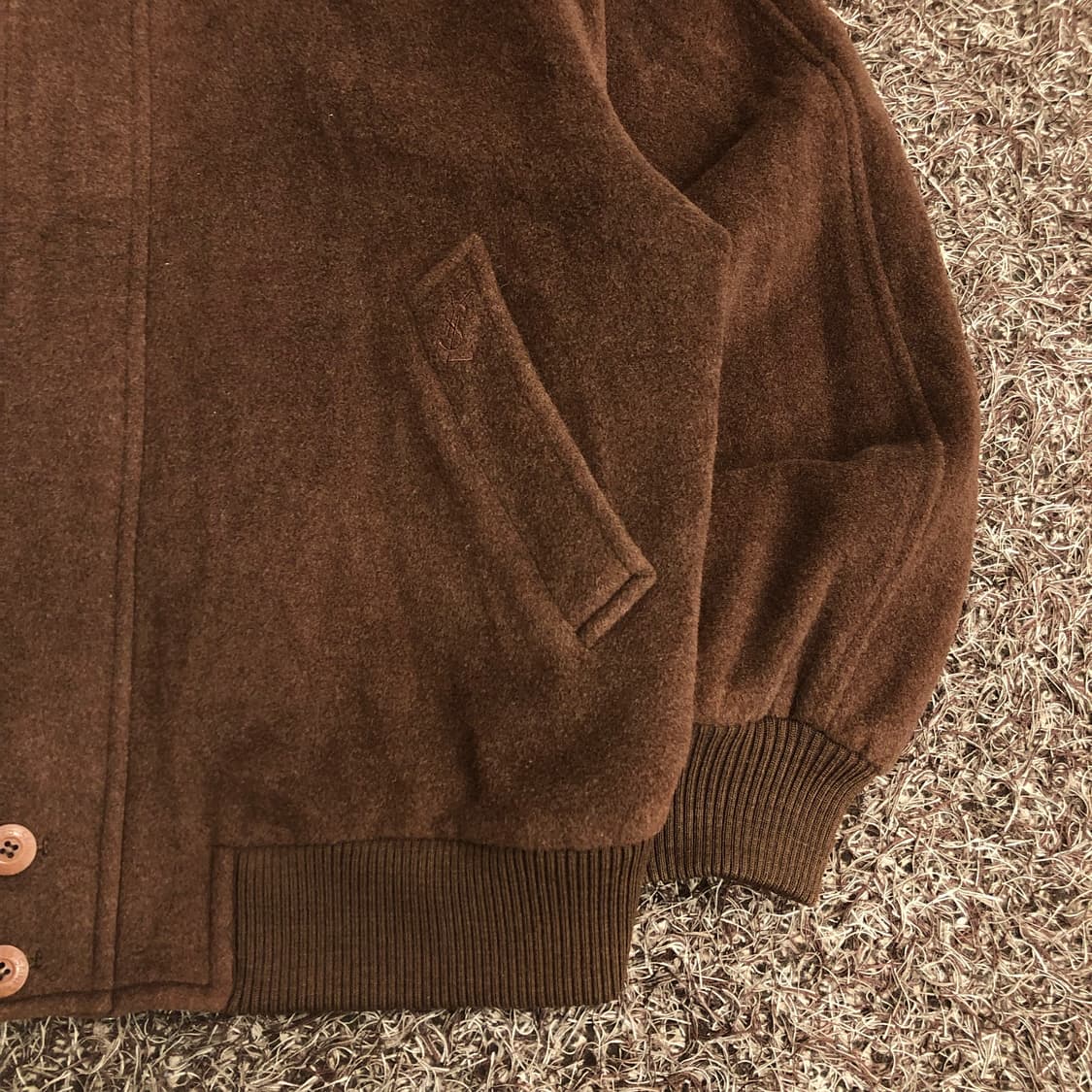 입생로랑 아카이브 울 브라운 미니멀 블루종 자켓 상품이미지3