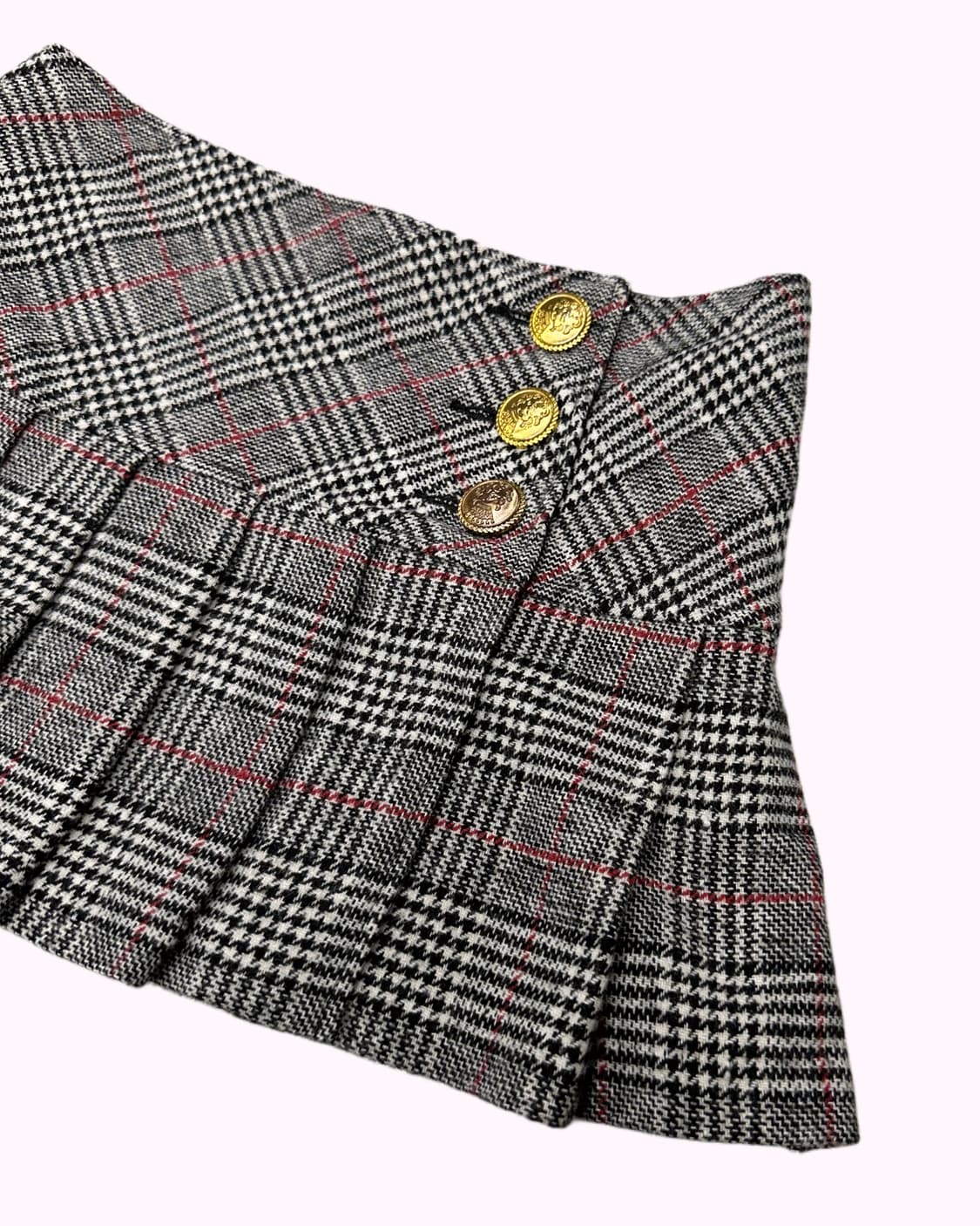 button wool pleats check skirt 상품이미지4