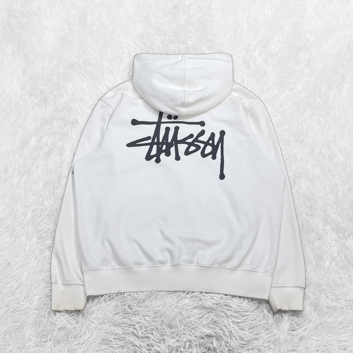 스투시 베이직 로고 후드집업 화이트 상품이미지3