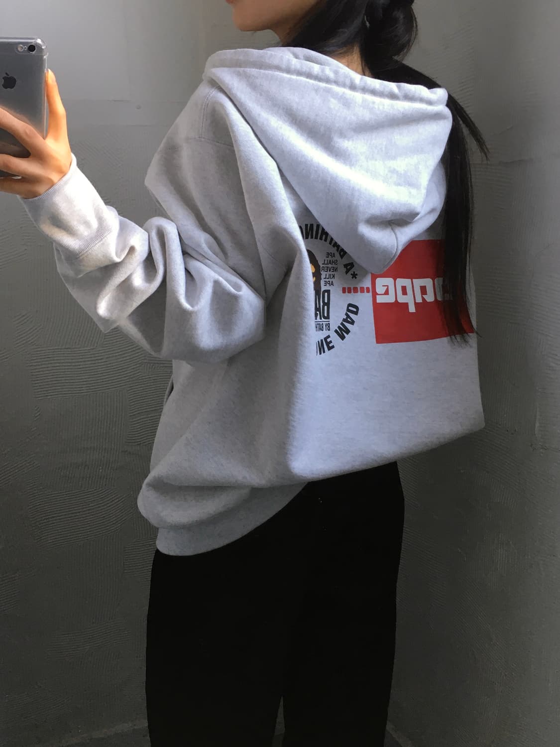 (미사용) Bape 베이프 멜란지그레이 풀오버 백프린팅 애프터 후드  상품이미지1