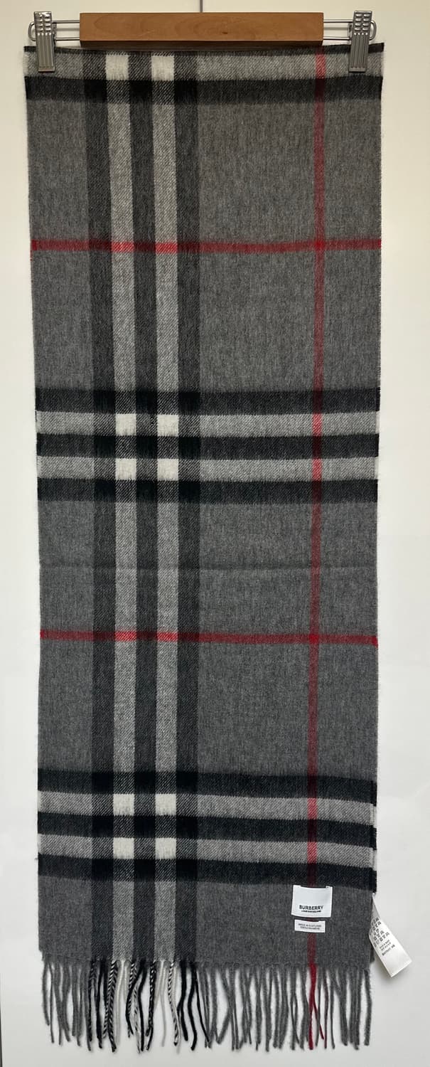 버버리 캐시미어 머플러 그레이 체크 상품이미지1
