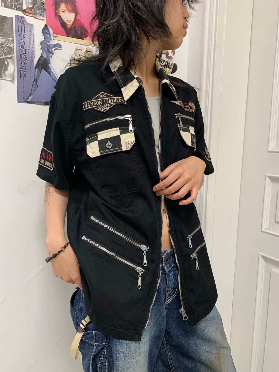 밴슨 레더 지퍼 디테일 셔츠자켓 상품이미지3