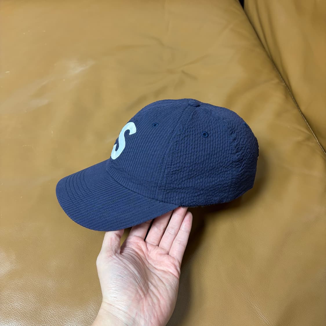 슈프림 S로고 6패널 볼캡 모자 24SS 시어서커 네이비 상품이미지5