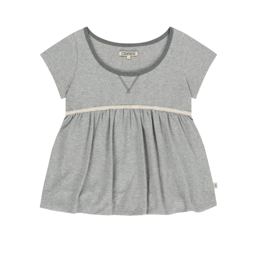 [새상품/당일배송] 코이세이오 레이스 벌룬티셔츠 멜란지 그레이 상품이미지1