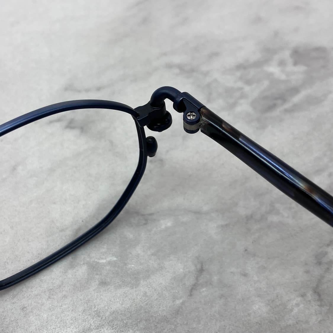 C88 bianco 빈티지 블루 다각 라운드 메탈테 안경 상품이미지3