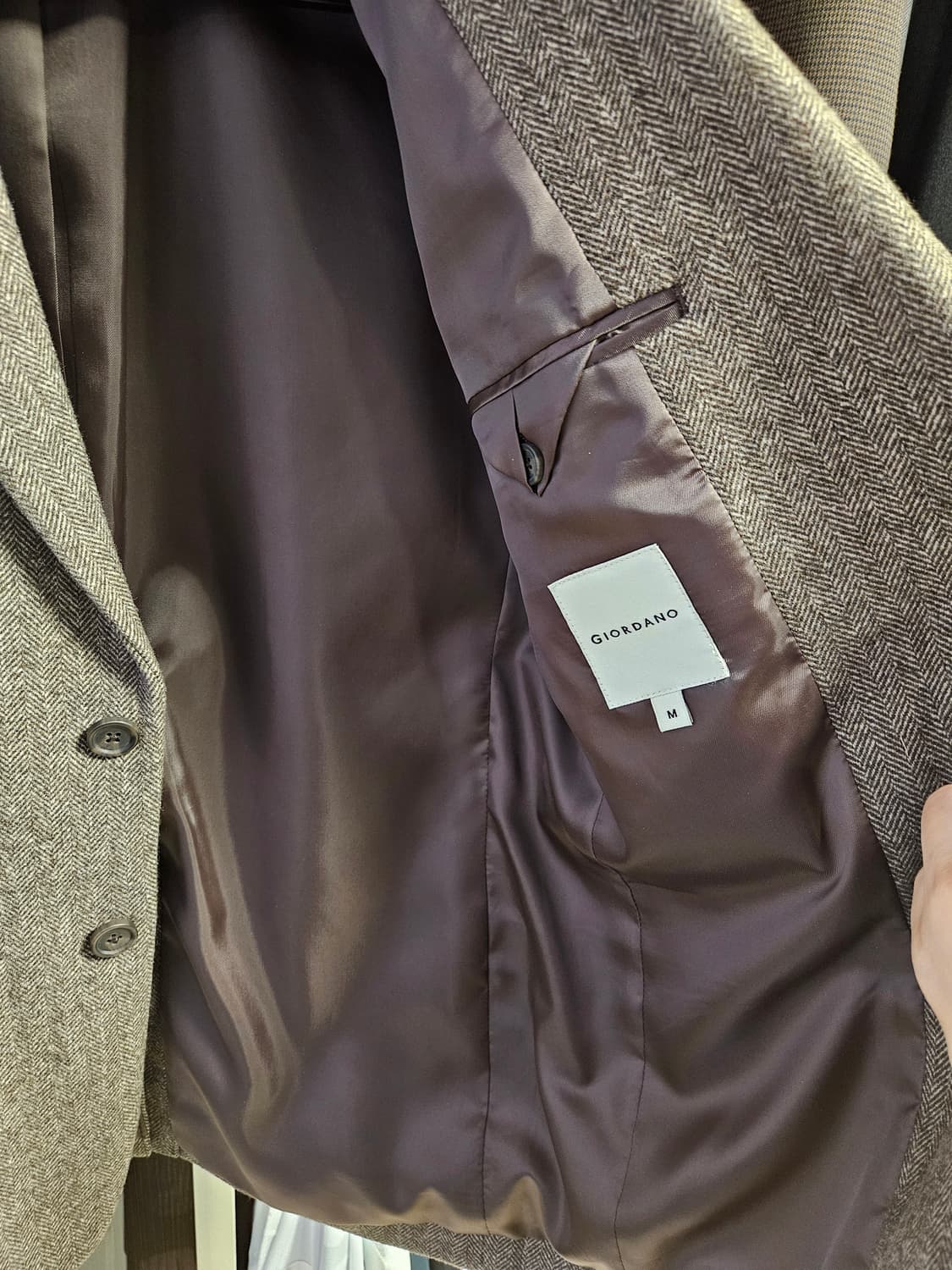 (M) 지오다노 브라운 헤링본 울 블레이저 상품이미지3