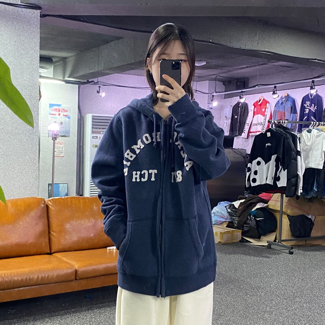 아베크롬비 아치로고 네이비 후드집업 B3341 상품이미지1