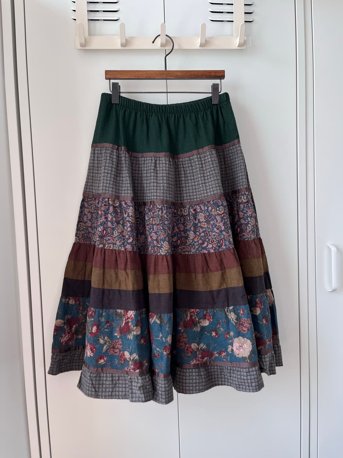 Vintage 그린 잔꽃 모리걸 패치 스커트 상품이미지5